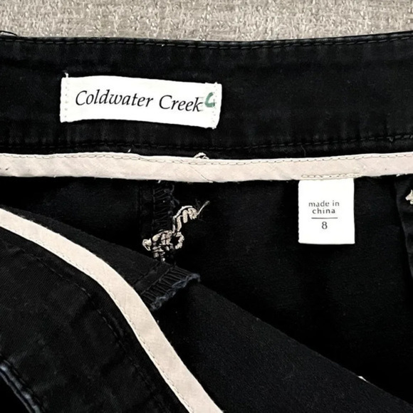 Coldwater Creek Ankle Pants Womens Size 8 Black‎ Zebra Embroidered Side Zip - Picture 7 of 11
